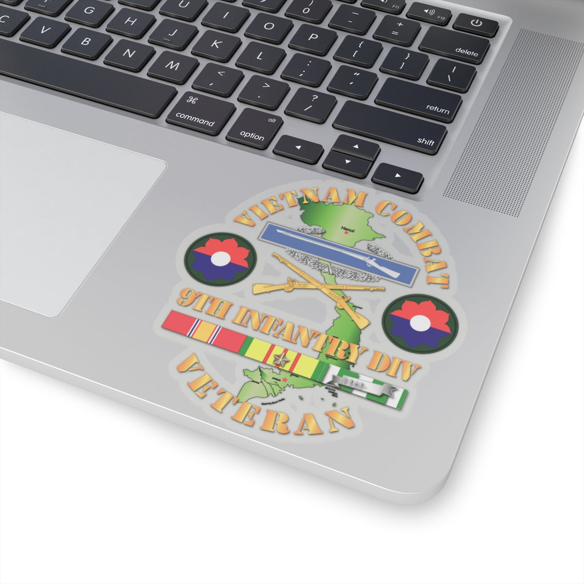 Kiss-Cut Stickers - Vietnam Combat Infantry Veteran w 9th Inf Div SSI V1