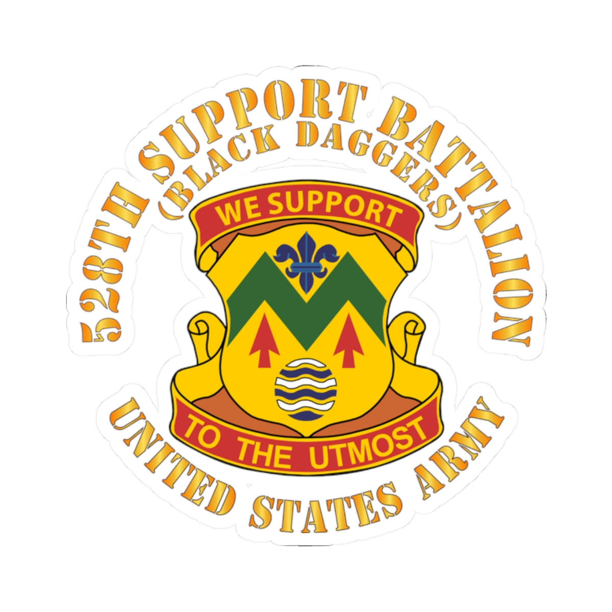 Kiss-Cut Stickers - 528th Support Battalion - DUI - Black Daggers X 300