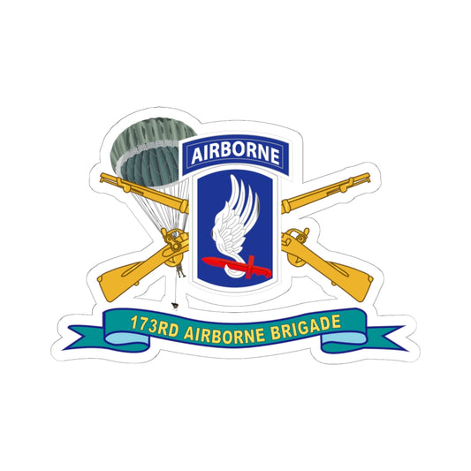 Kiss-Cut Stickers - 173rd Airborne Brigade with Jumper - SSI w INF Br - Ribbon X 300