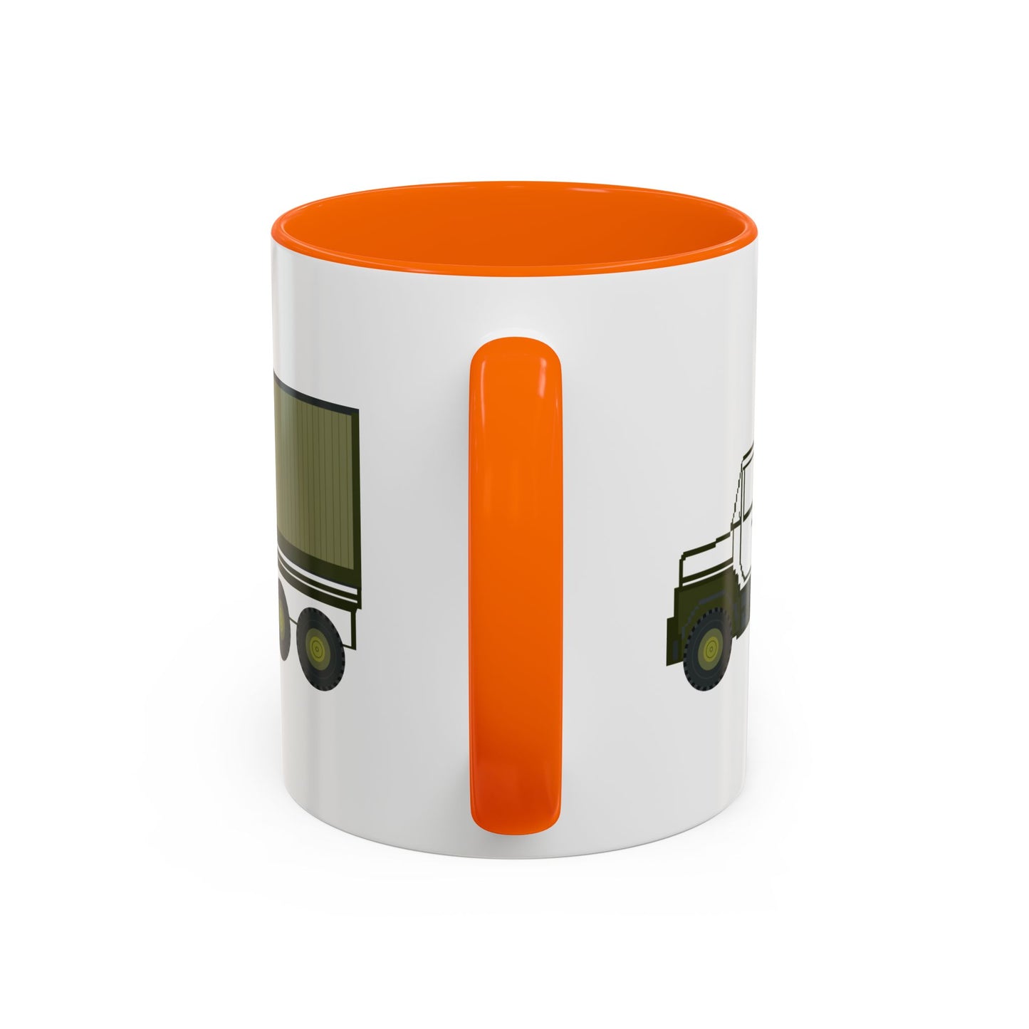 Accent Coffee Mug (11oz & 15oz) - Vehicle - M915 Tractor with M872 - 40 Ft Container - Side X 300