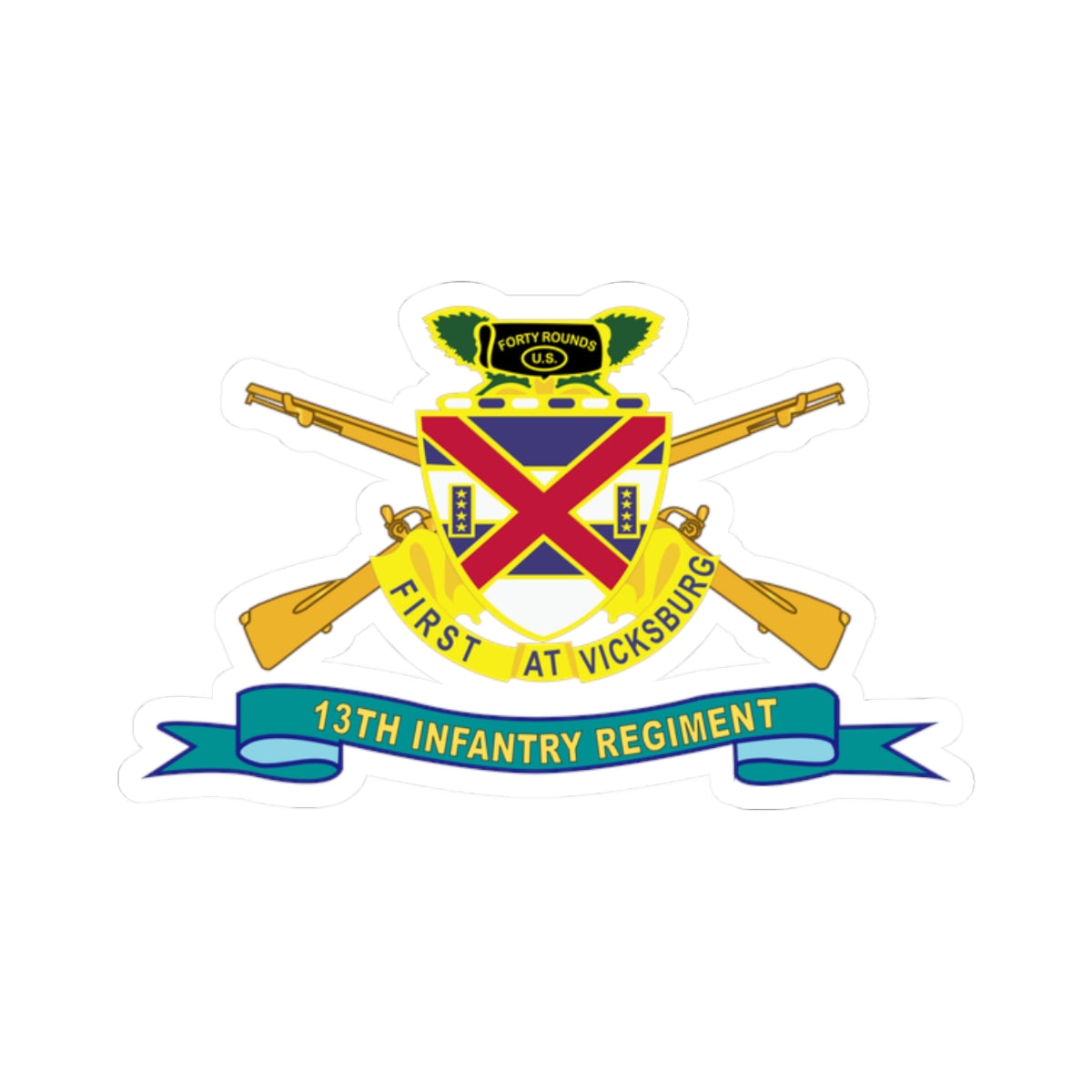 Kiss-Cut Stickers - 13th Infantry Regiment - DUI w Br - Ribbon X 300