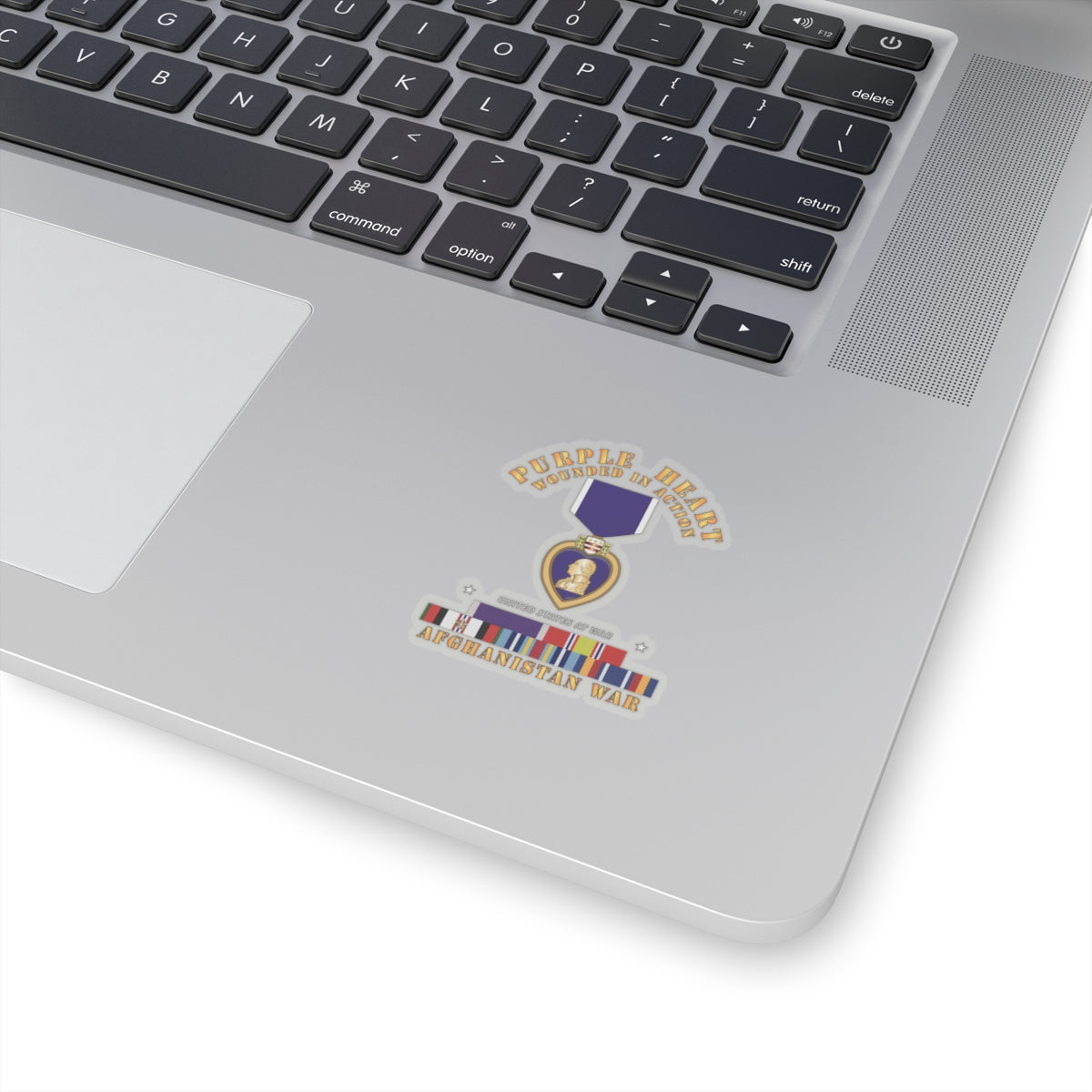 Kiss-Cut Stickers - Purple Heart - WIA w Afghanistan SVC w Purple Heart Ribbon