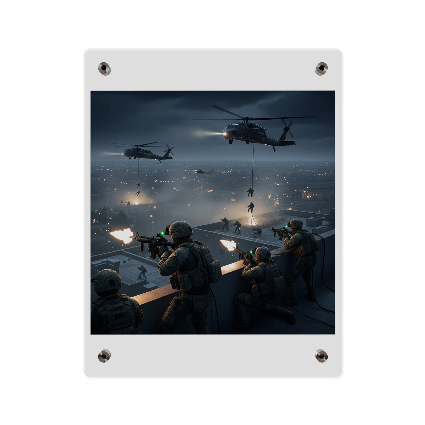 Acrylic Wall Art Panel - Night Air Assault by Army Rangers