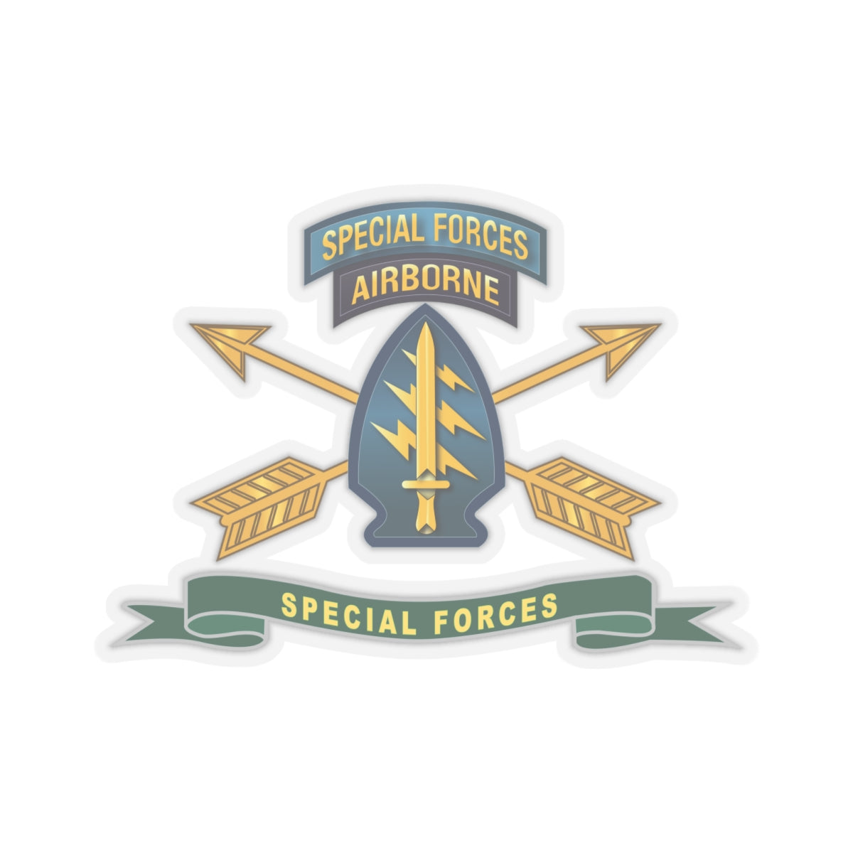 Kiss-Cut Stickers - Special Forces - SSI w Tab - Br - Ribbon X 300