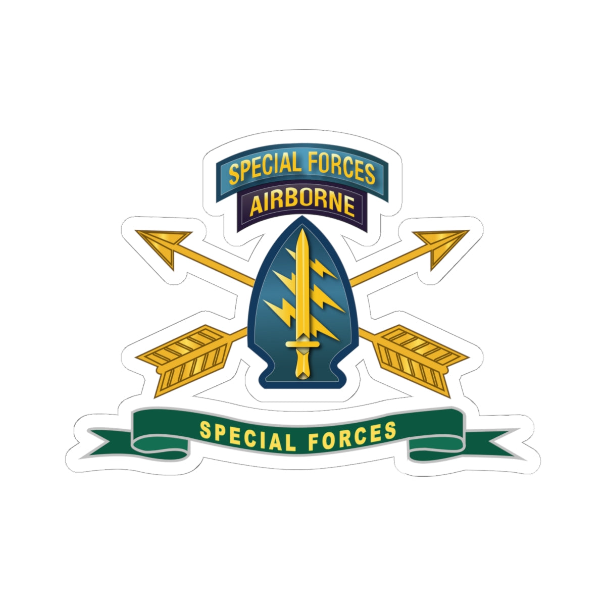Kiss-Cut Stickers - Special Forces - SSI w Tab - Br - Ribbon X 300