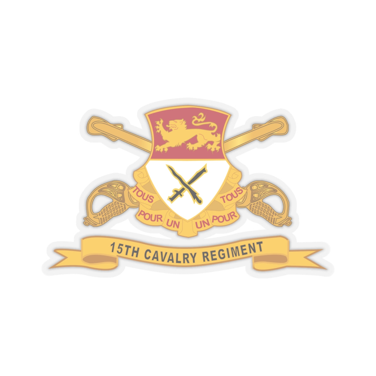 Kiss-Cut Stickers - 15th Cavalry Regiment w Br - Ribbon