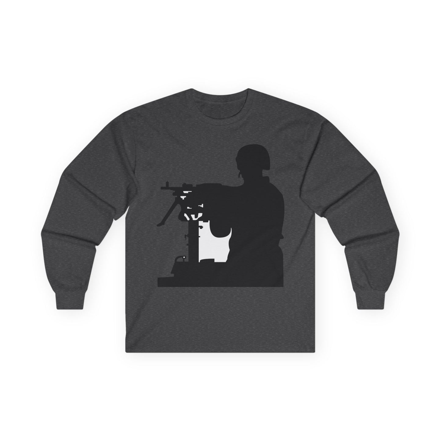 Unisex Ultra Cotton Long Sleeve Tee -Army - Soldier - MG Vehicle Mounted - Silhouette X 300