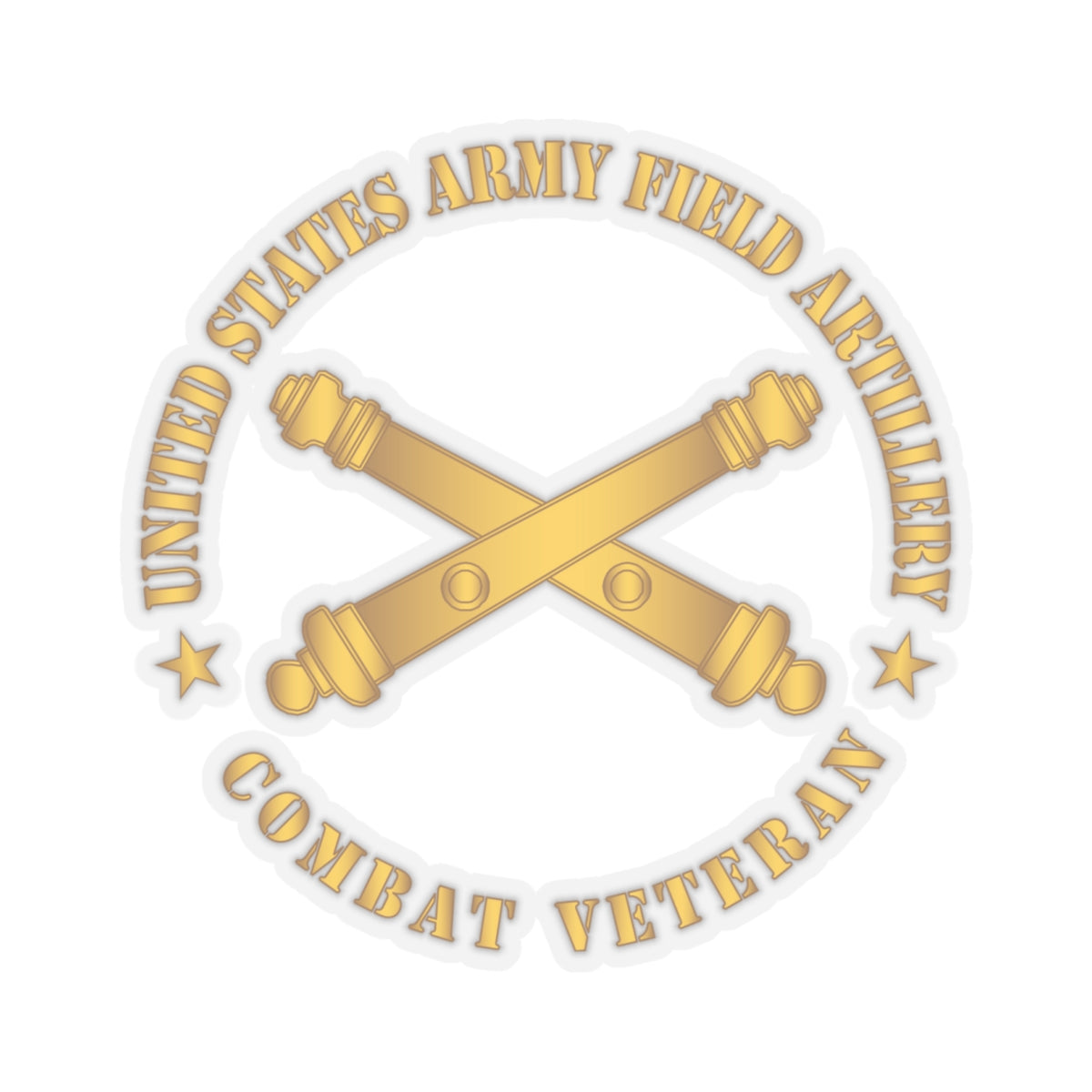 Kiss-Cut Stickers - US Army Field Artillery Combat Veteran w Branch wo Txt