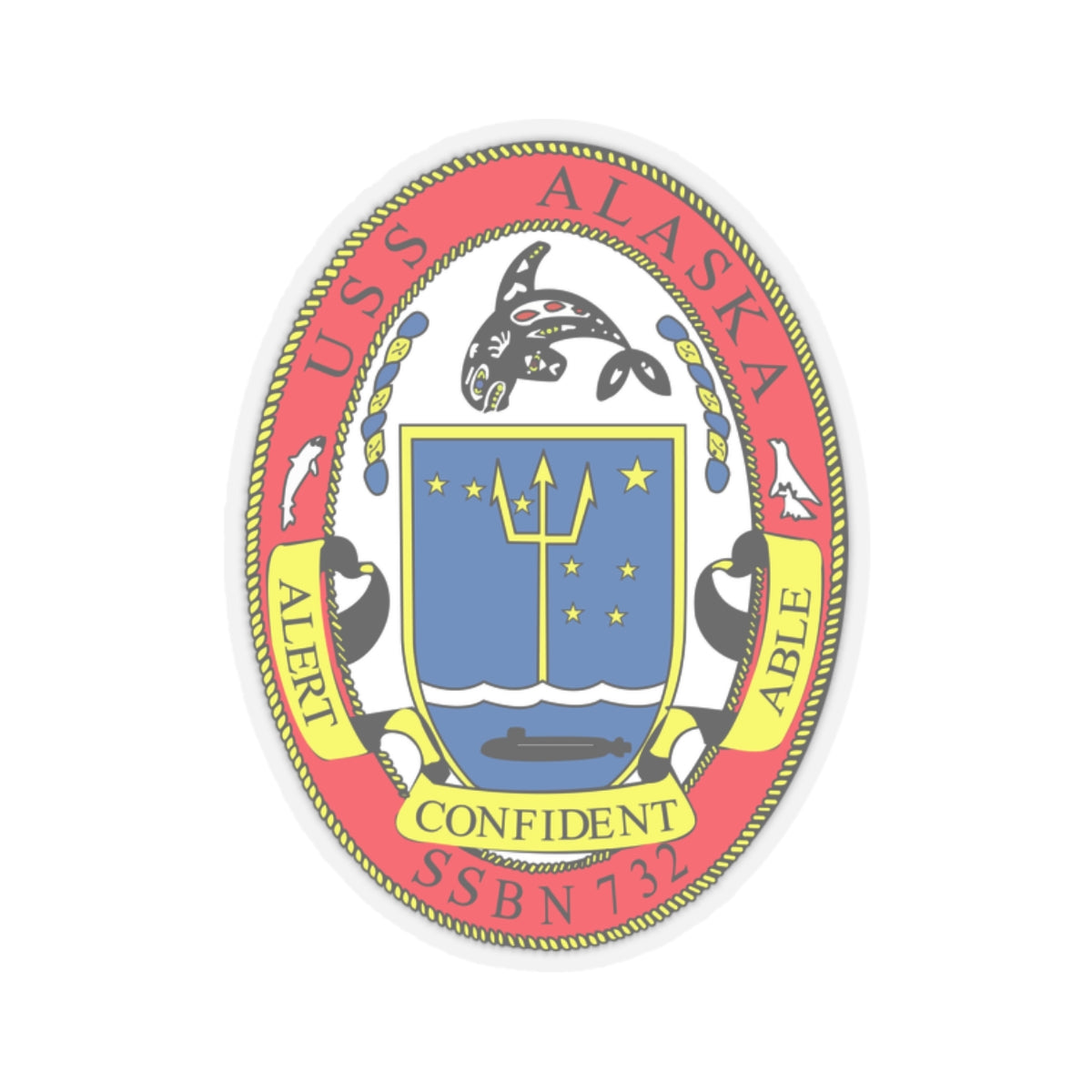 Kiss-Cut Stickers - Navy - USS Alaska (SSBN 732) wo Txt