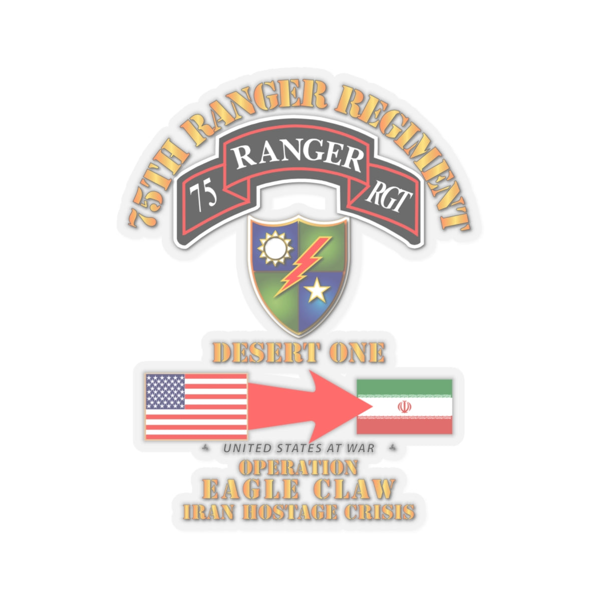 Kiss-Cut Stickers - SOF - Operation Eagle Claw - Iran - 75th Ranger Rgt