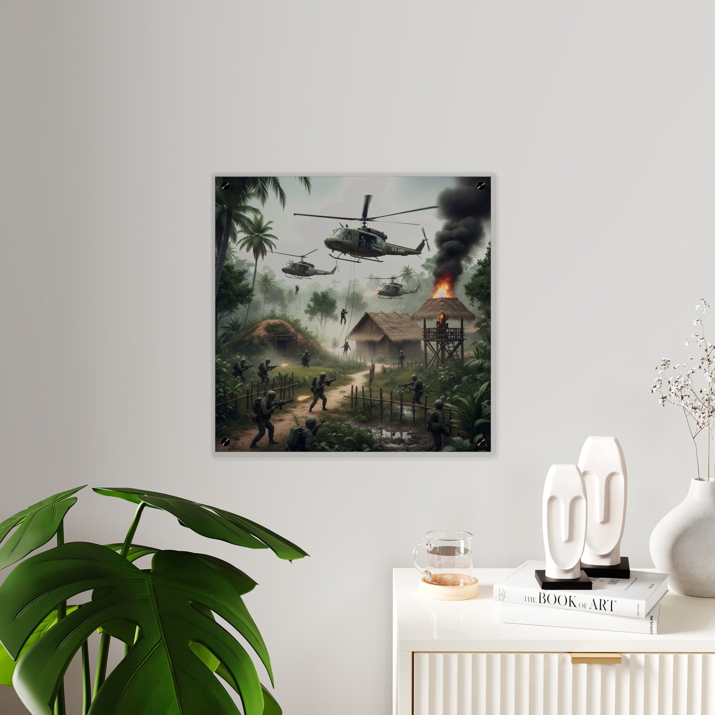 Acrylic Wall Art Panel - Vietnam Village Helicopter Assault