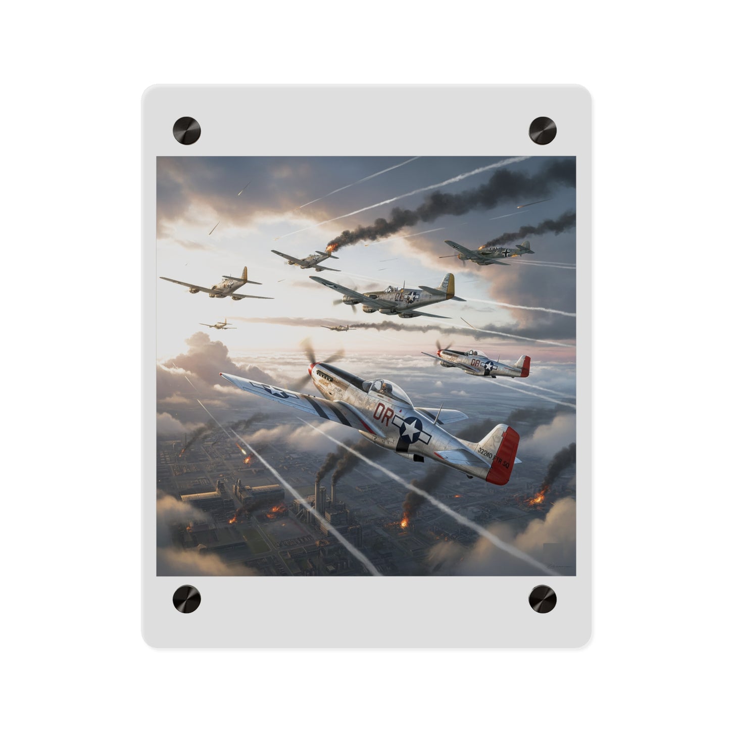 Acrylic Wall Art Panel - Red Tails in Action