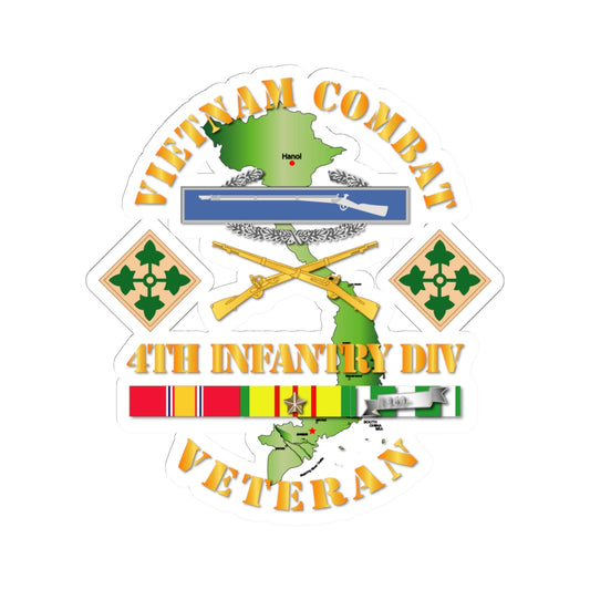 Kiss-Cut Stickers - Vietnam Combat Infantry Veteran w 4th Inf Div SSI V1