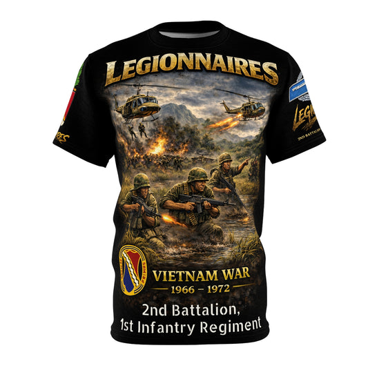 2nd Battalion 1st Infantry "Legionnaires" All-Over Print Tee — Vietnam Tribute with CIB