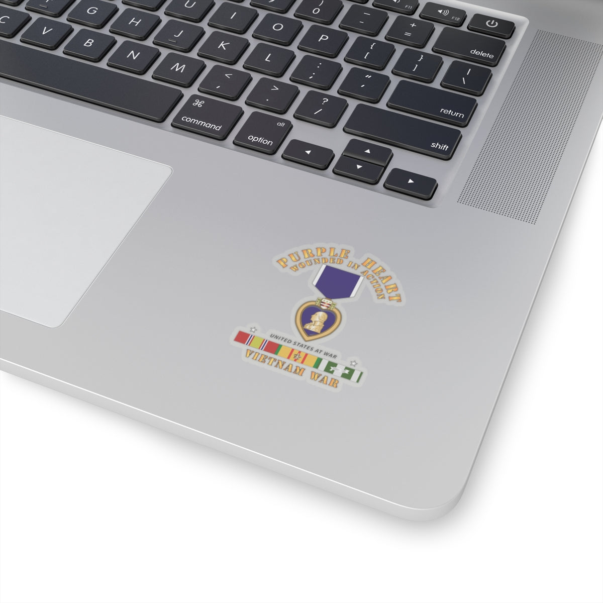 Kiss-Cut Stickers - Purple Heart - Wounded In Action w Vietnam Service Ribbons