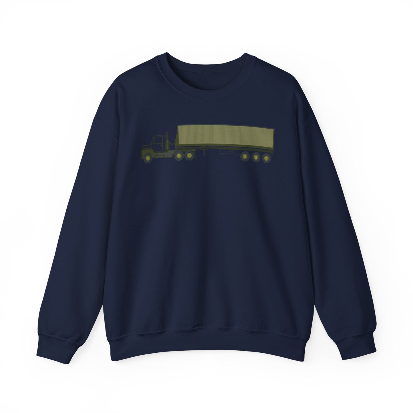 Crewneck Sweatshirt - Vehicle - M915 Tractor with M872 - 40 Ft Container - Side X 300
