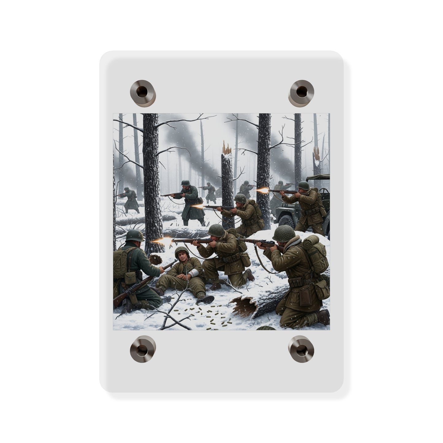 Acrylic Wall Art Panel - 101st Airborne Division fighting the German Army at the Battle of Bastogne