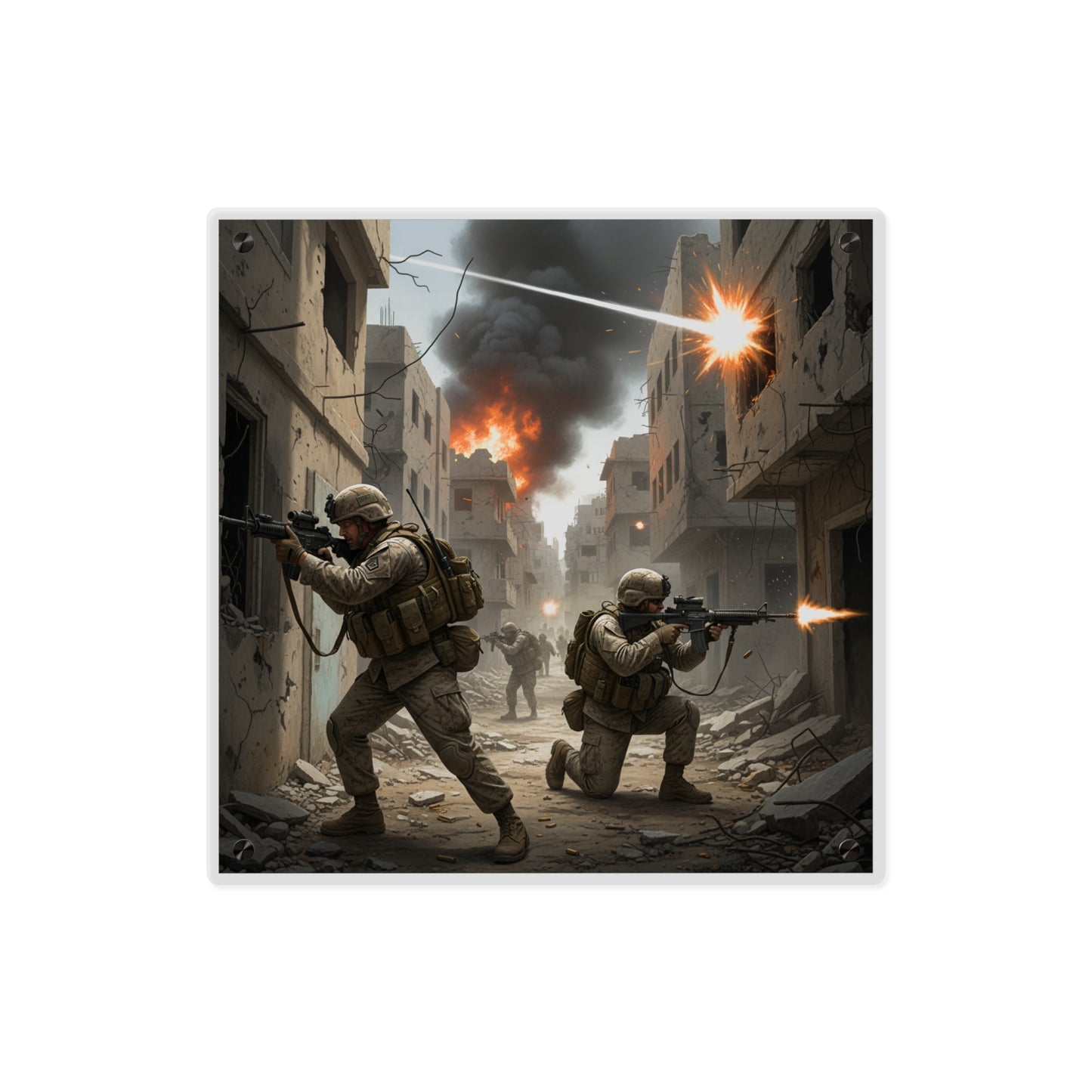Acrylic Wall Art Panel - Marines in  the 2nd Battle of Fallujah