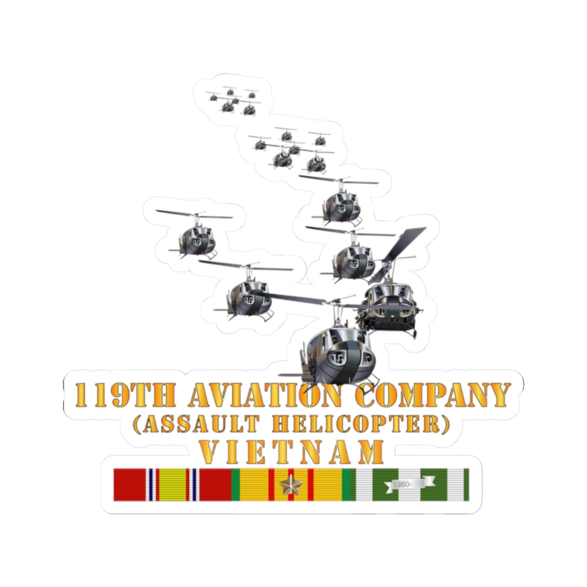 Kiss-Cut Stickers - 119th Aviation Company (Assault Helicopter) w VN SVC X 300