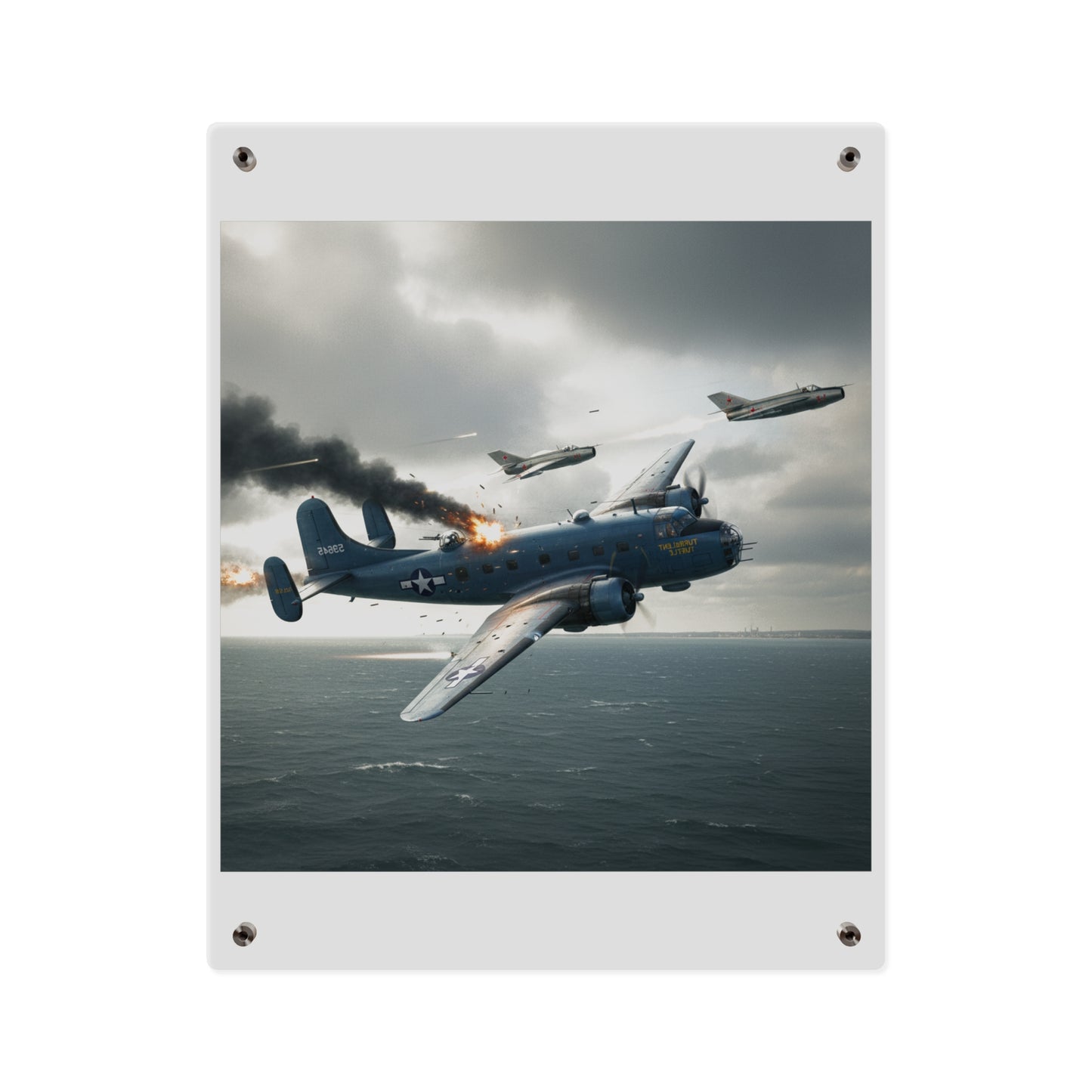 Acrylic Wall Art Panel - April 8, 1950, Baltic Sea - Latvia Soviet fighters shot down a U.S. Navy PB4Y-2 - Liberator - Cold War