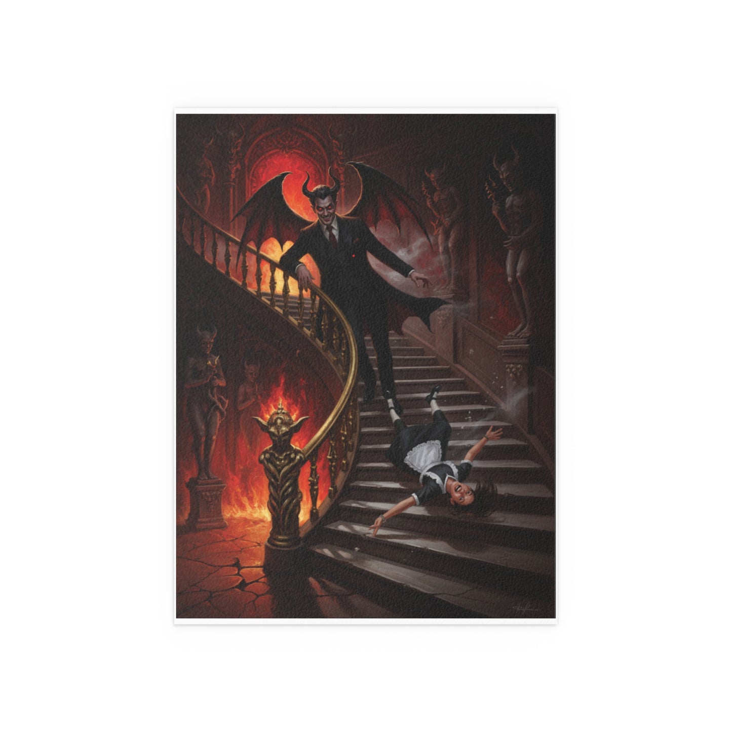 Indoor and Outdoor Silk Posters - devil and maid