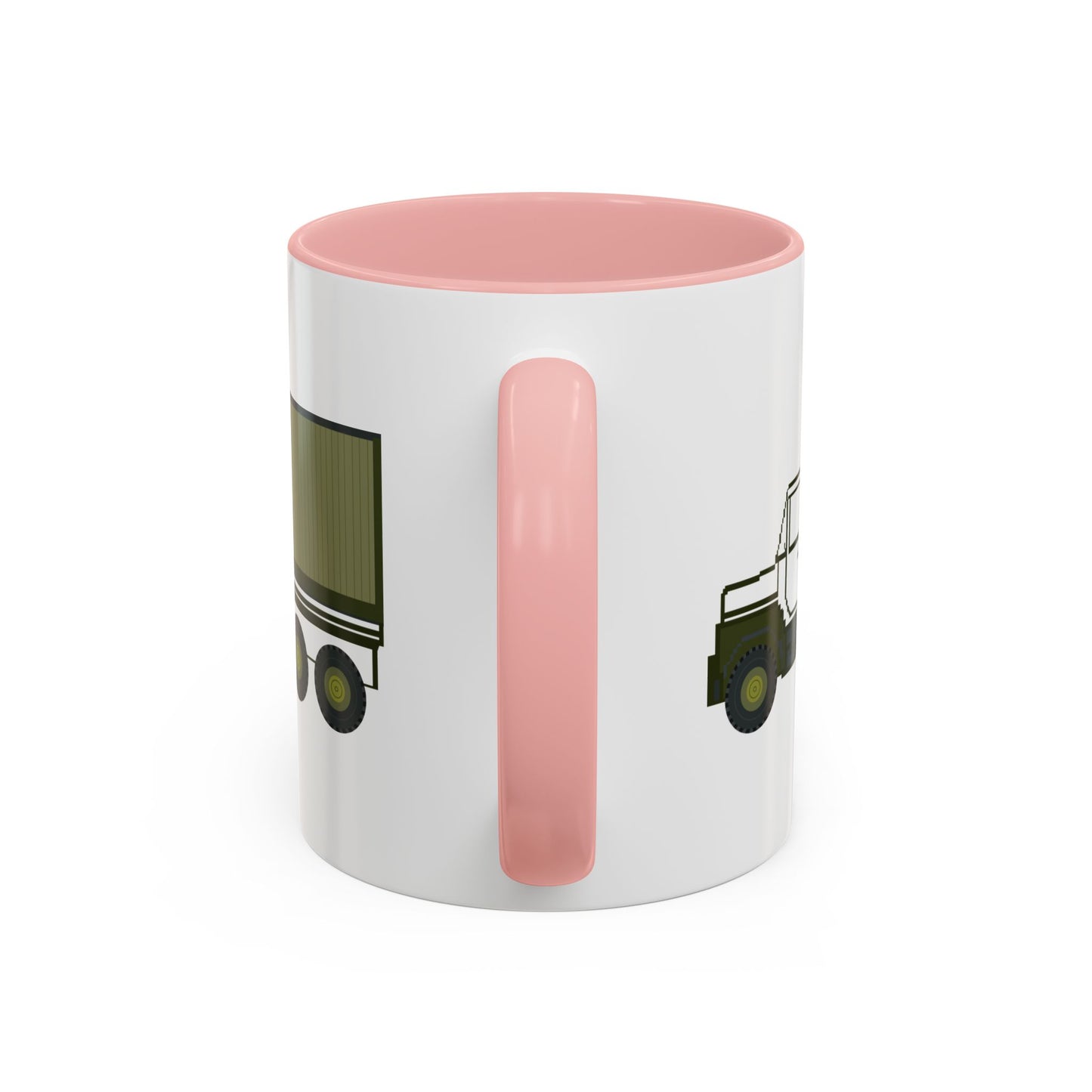 Accent Coffee Mug (11oz & 15oz) - Vehicle - M915 Tractor with M872 - 40 Ft Container - Side X 300