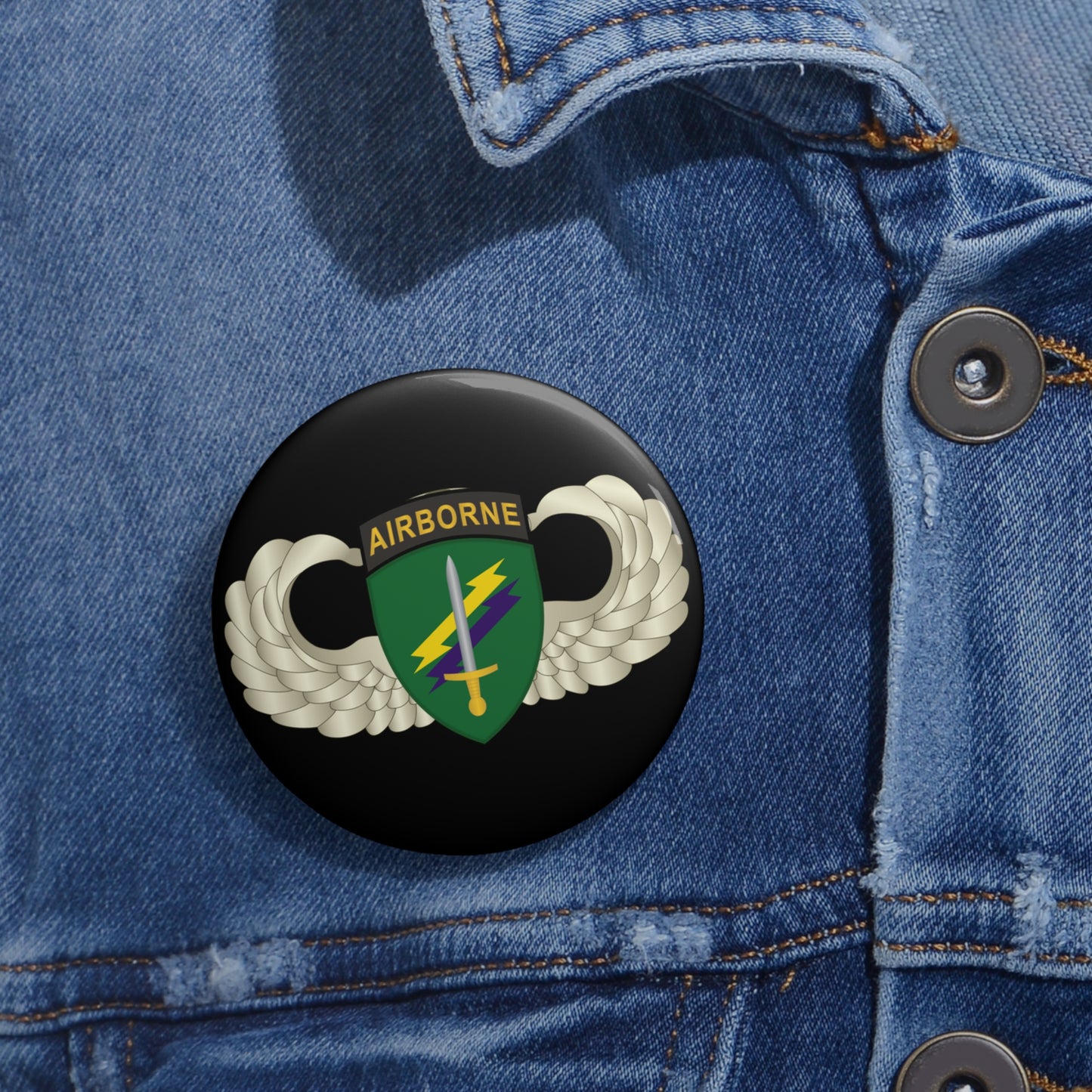 Custom Pin Buttons - Army - USACAPOC Wings