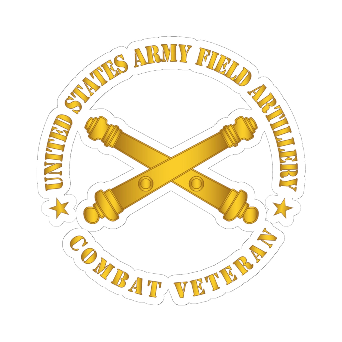 Kiss-Cut Stickers - US Army Field Artillery Combat Veteran w Branch wo Txt