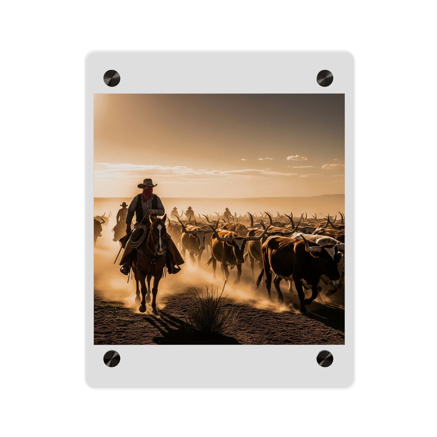Acrylic Wall Art Panel - Dirty, dusty cattle drive in the Old West