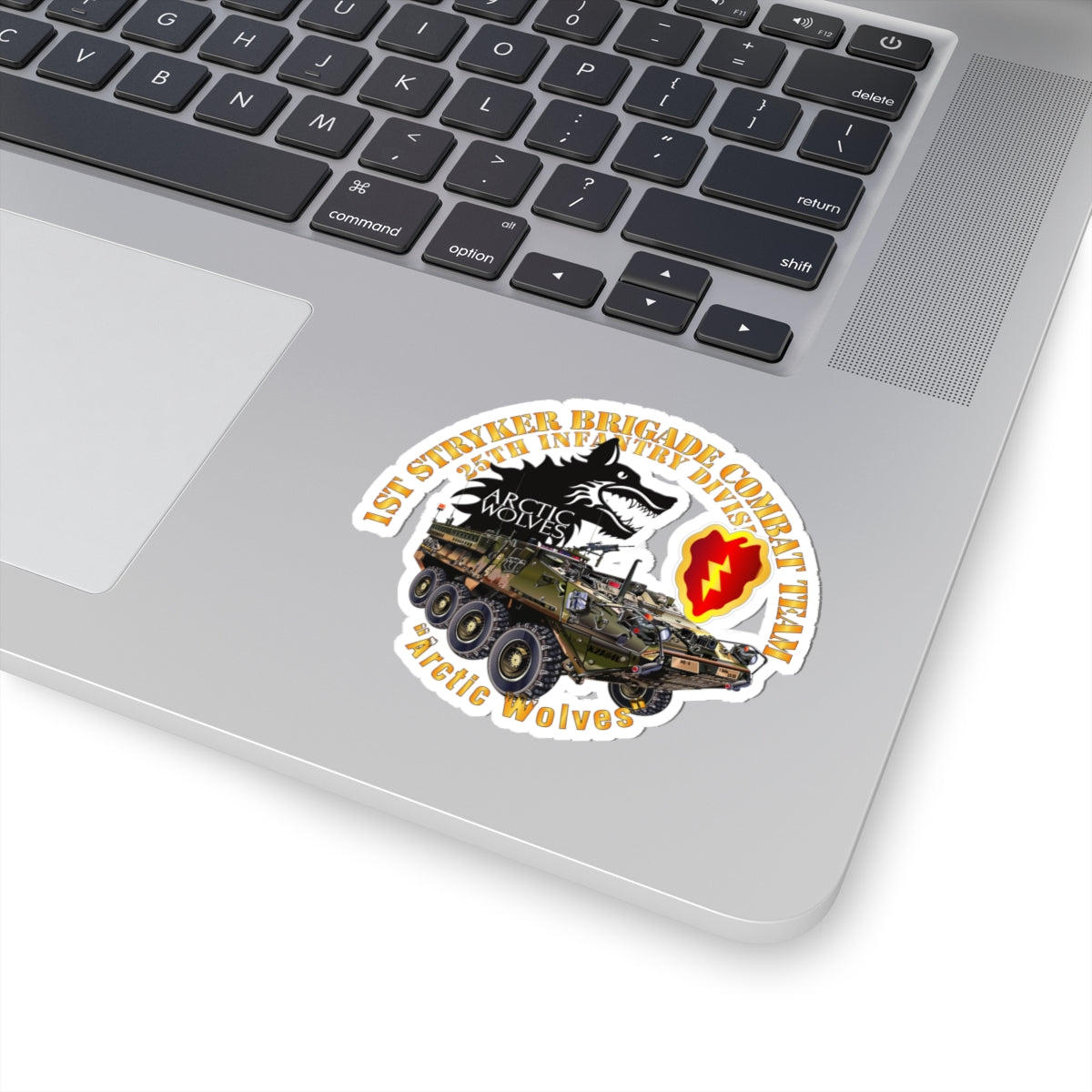 Kiss-Cut Stickers - 1st Stryker Bde - 25th ID - Arctic Wolves w Stryker - SSI