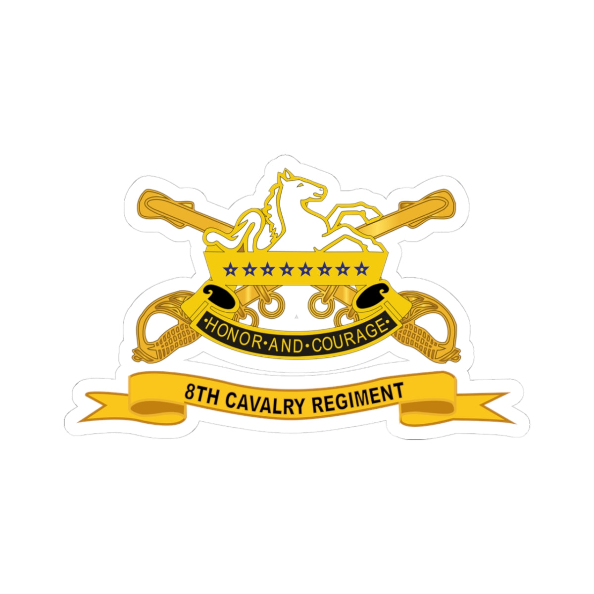 Kiss-Cut Stickers - 8th Cavalry Regiment w Br - Ribbon