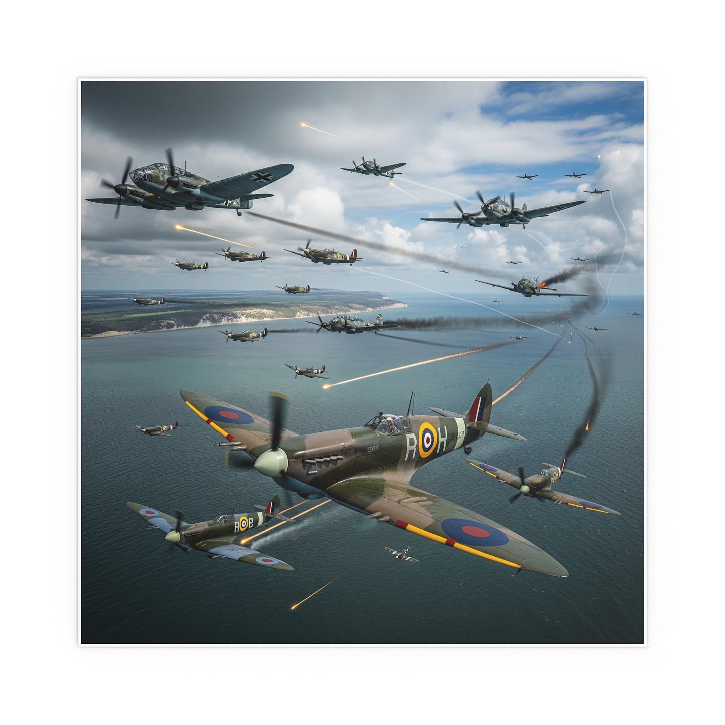 Indoor and Outdoor Silk Posters - British and German aircraft during the Battle of Britain