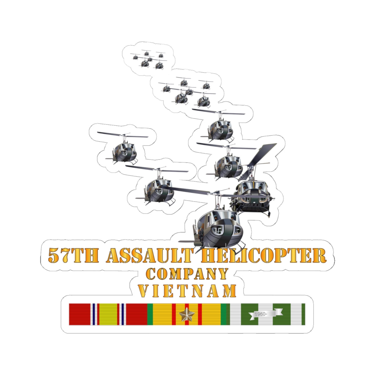 Kiss-Cut Stickers - 57th Assault Helicopter Co w VN SVC X 300