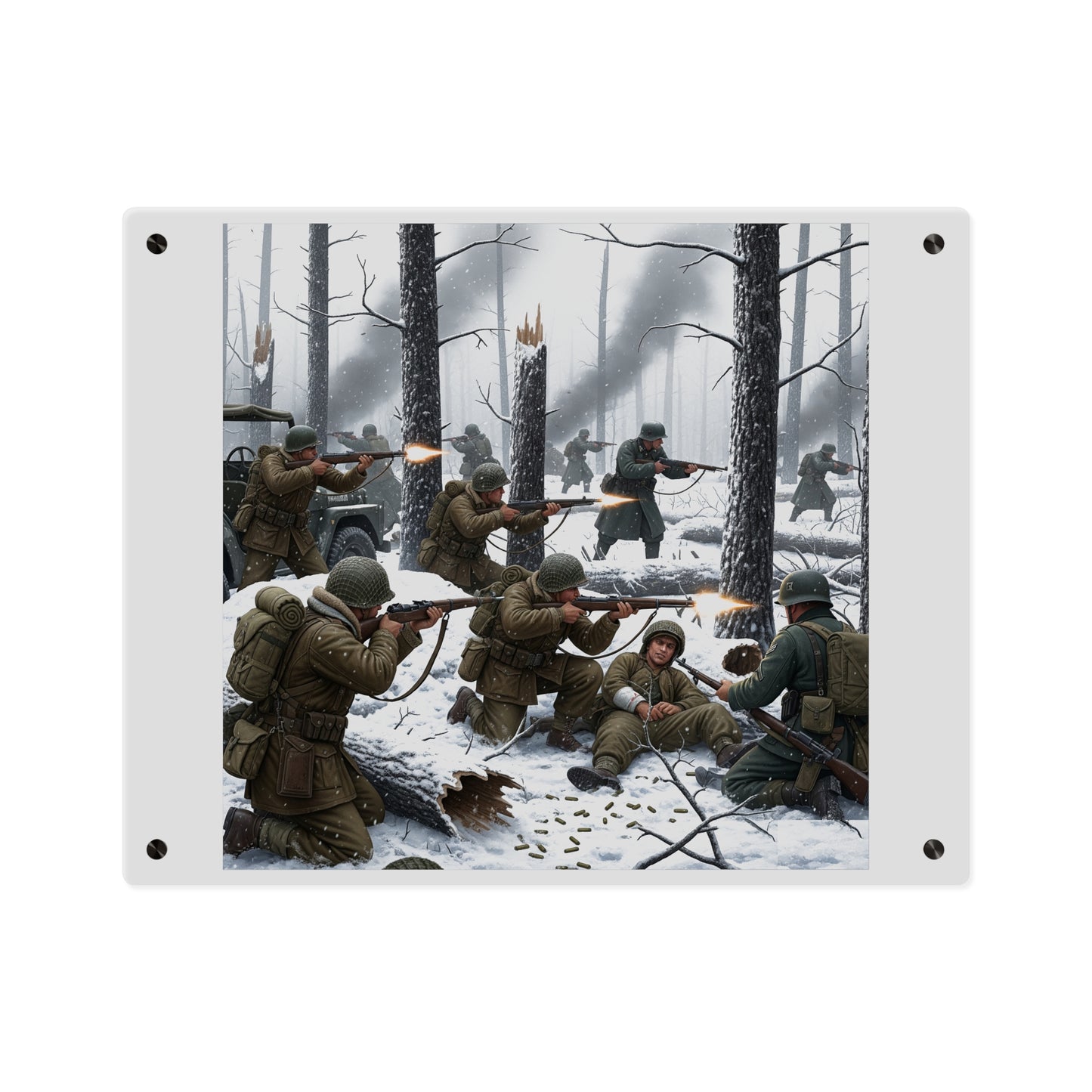 Acrylic Wall Art Panel - 101st Airborne Division fighting the German Army at the Battle of Bastogne