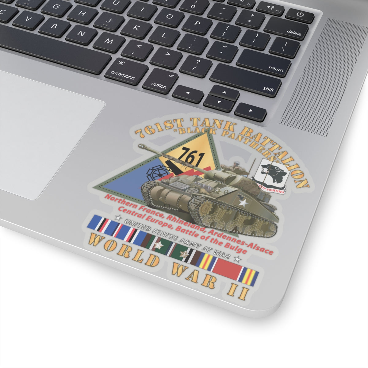Kiss-Cut Stickers - 761st Tank Battalion - Black Panthers - w Tank w SSI WWII EU SVC