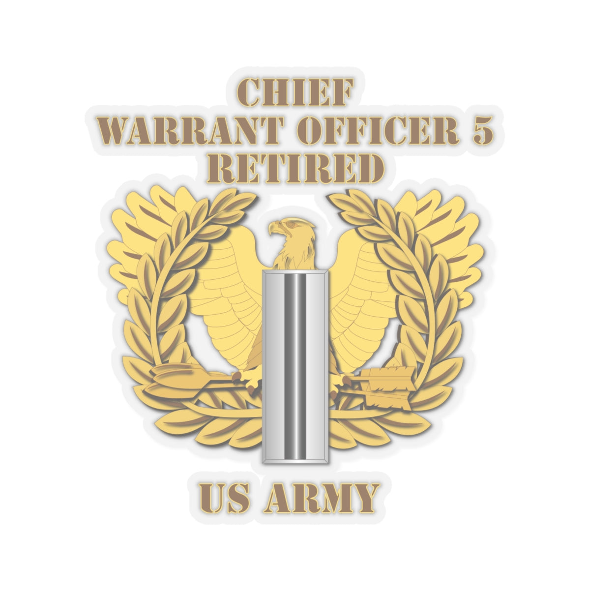 Kiss-Cut Stickers - Emblem - Warrant Officer 5 - CW5 w Eagle - Retired