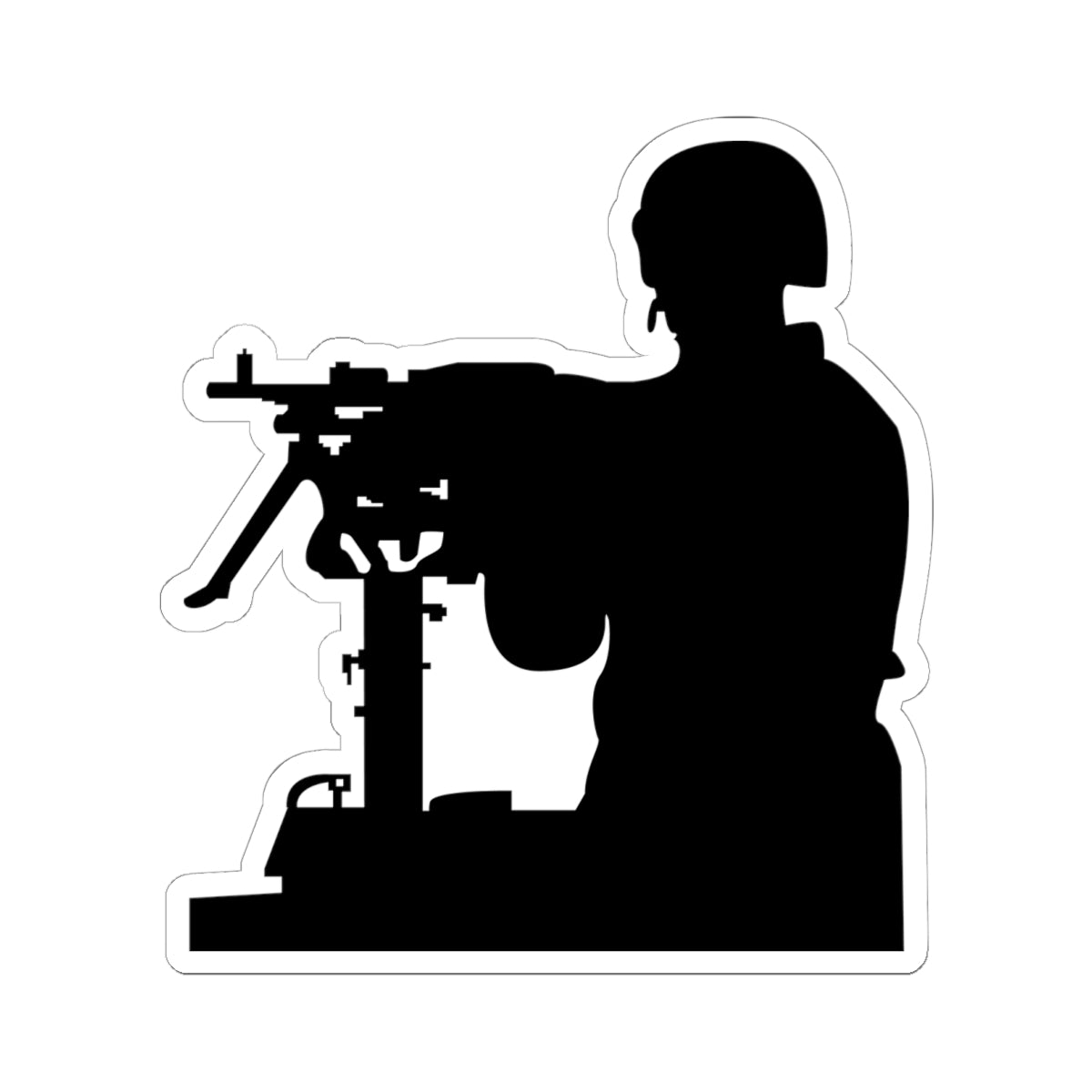 Kiss-Cut Stickers - Army - Soldier - MG Vehicle Mounted - Silhouette X 300
