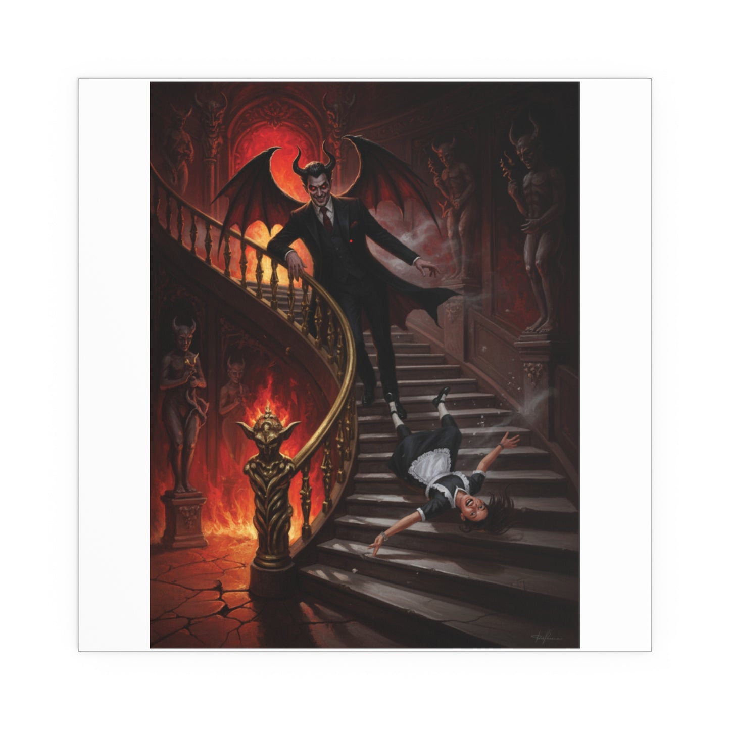 Indoor and Outdoor Silk Posters - devil and maid