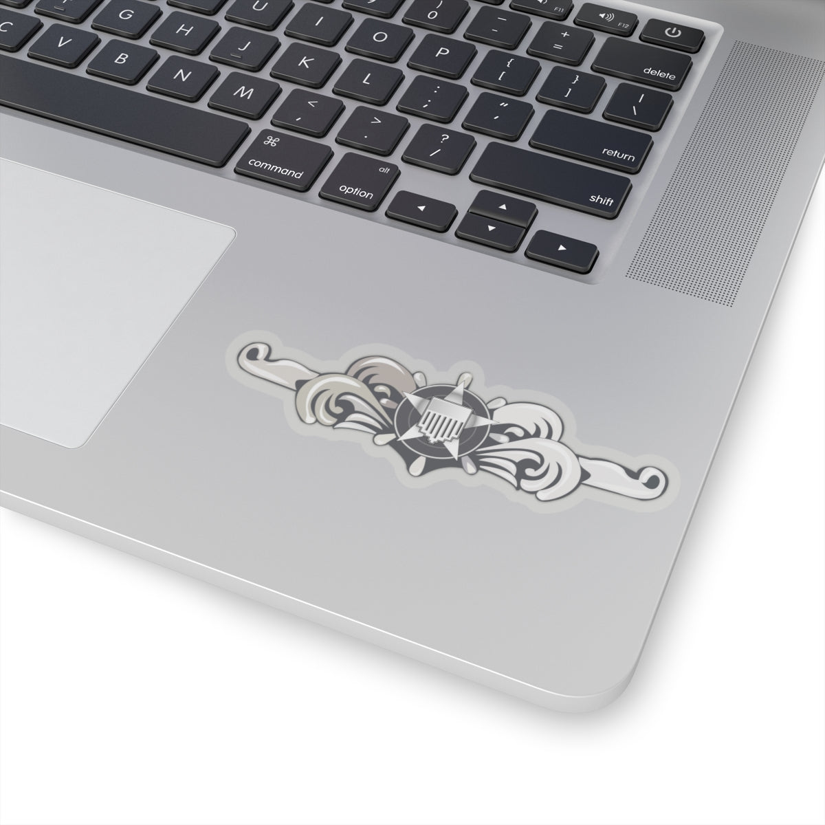 Kiss-Cut Stickers - USCG - Cutterman Badge - Enlisted - Silver wo Txt