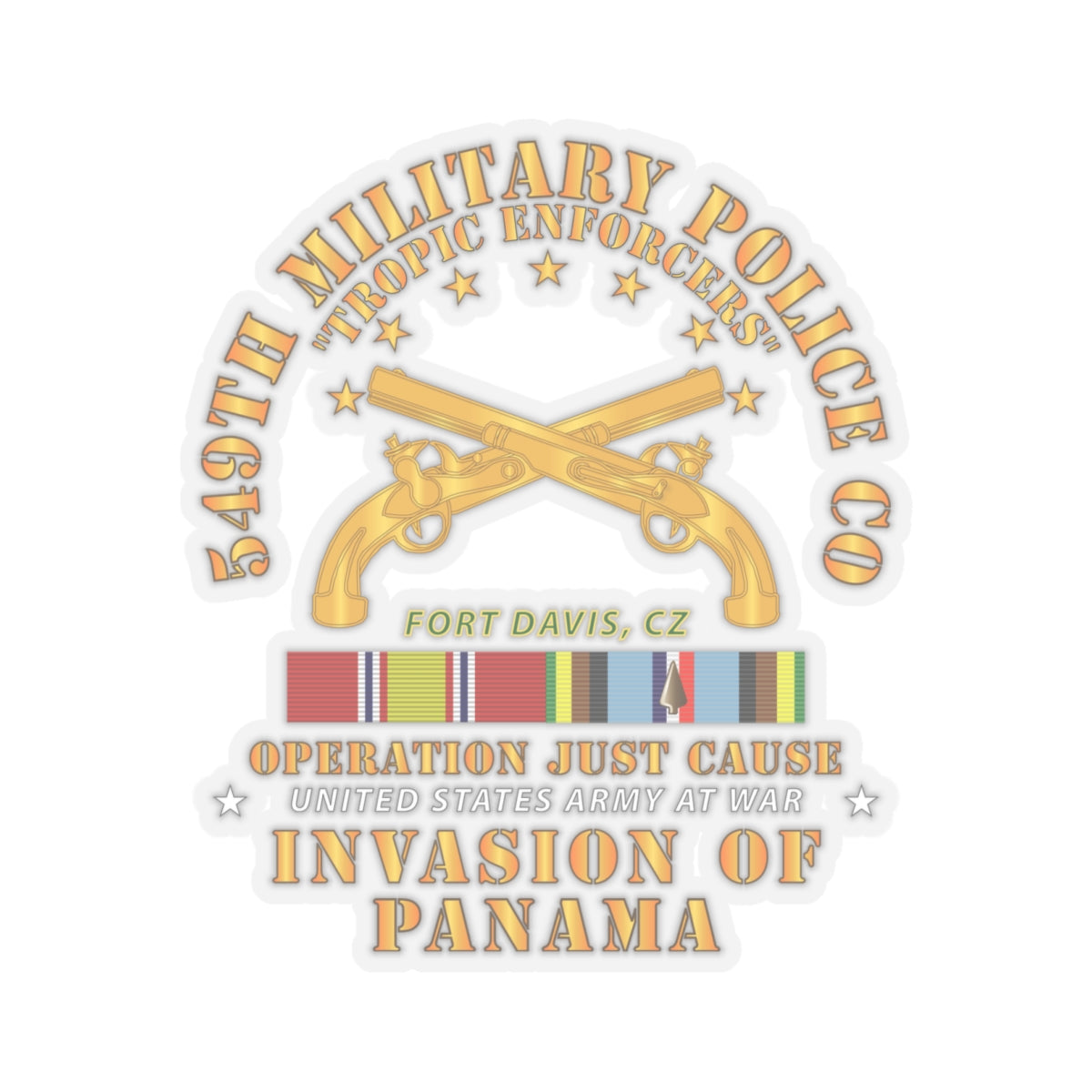 Kiss-Cut Stickers - Just Cause - 549th Military Police Co - Ft Davis, CZ w Svc Ribbons