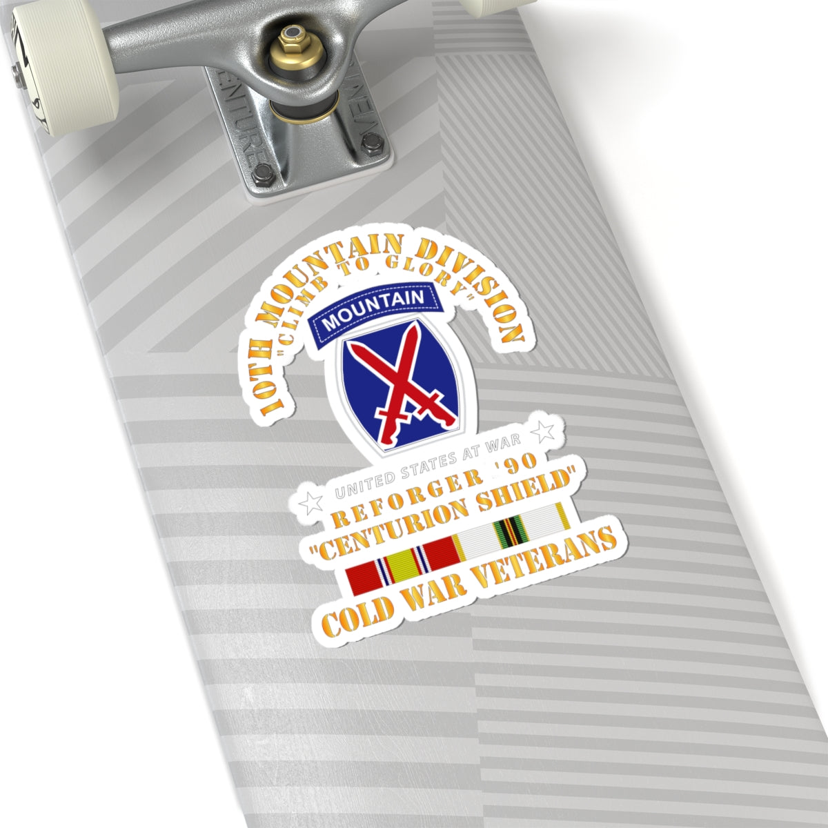 Kiss-Cut Stickers - 10th Mountain Division - Climb to Glory - REFORGER 90, CENTURION SHIELD - COLD X 300
