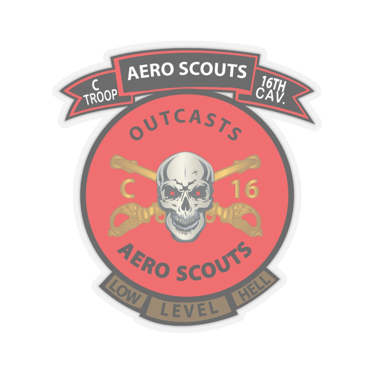 Kiss-Cut Stickers - C Co 16th Cavalry Regiment Aero Scouts - Vietnam - SSI X 300