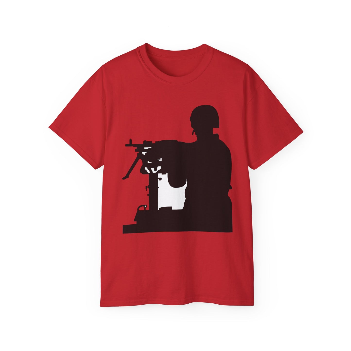 Unisex Ultra Cotton Tee - Army - Soldier - MG Vehicle Mounted - Silhouette X 300