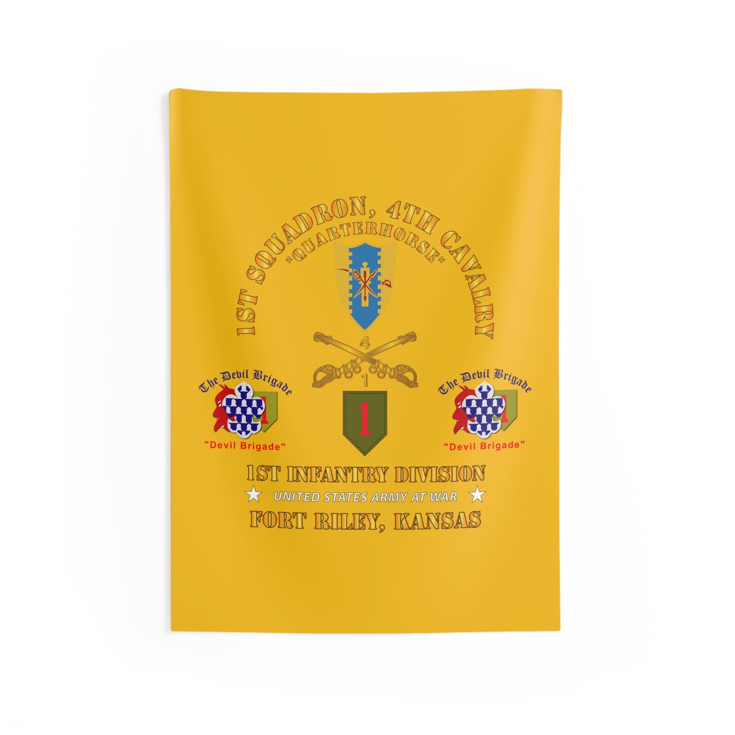 Indoor Wall Tapestry - Army - 1st Squadron, 4th Cavalry - 1st Inf Div - Devil Bde - Ft Riley, KS X 300