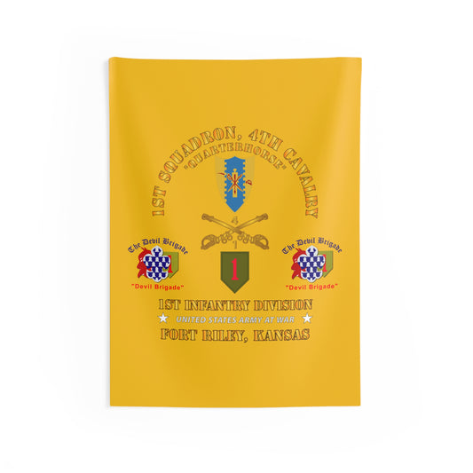 Indoor Wall Tapestry - Army - 1st Squadron, 4th Cavalry - 1st Inf Div - Devil Bde - Ft Riley, KS X 300