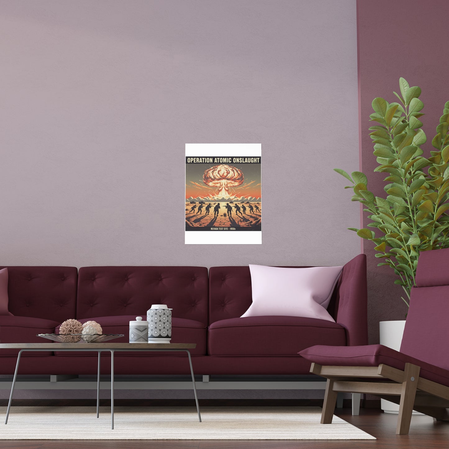 Indoor and Outdoor Silk Posters - Atomic Testing in Nevada Desert Operation Fury - Toward the attack