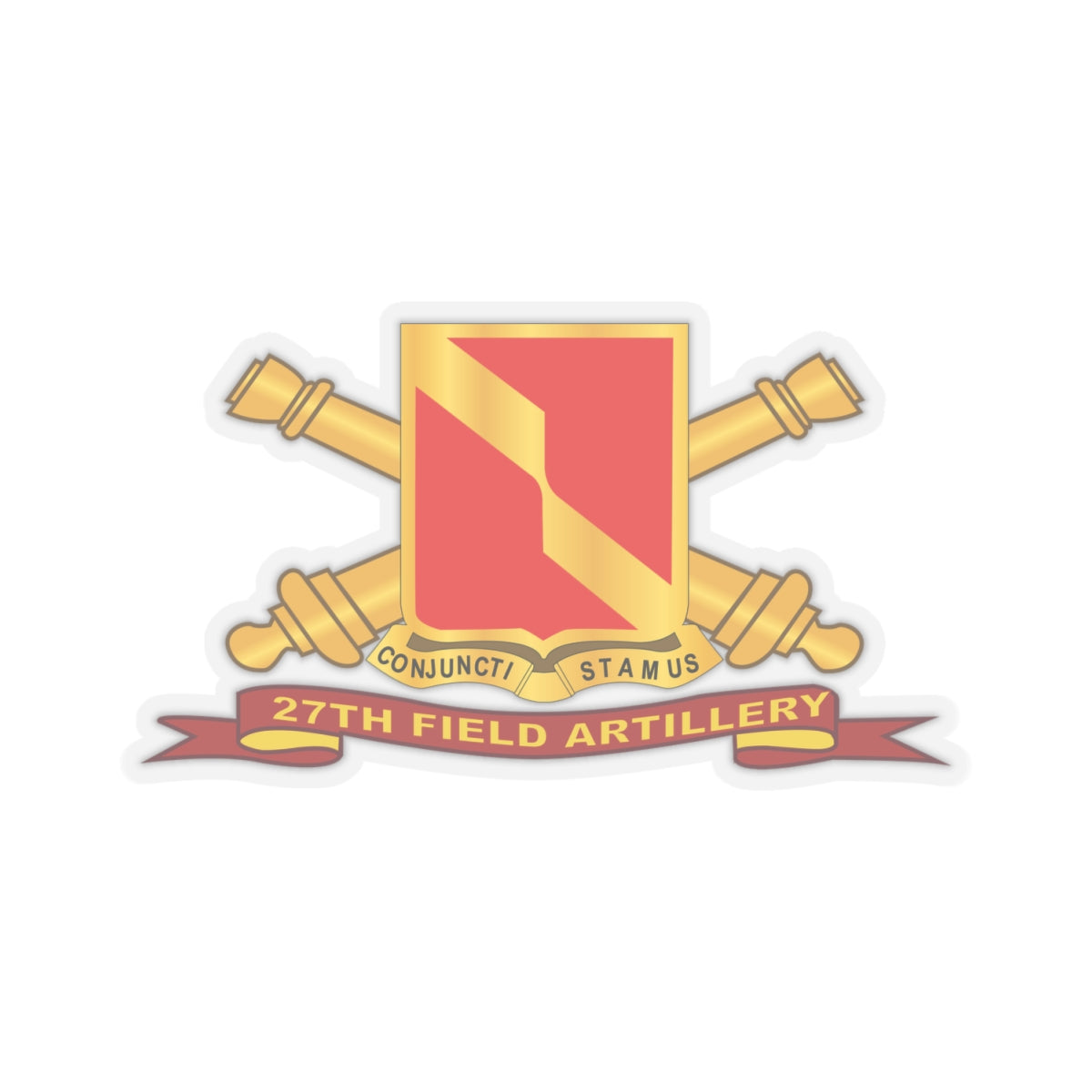 Kiss-Cut Stickers - 27th Field Artillery w Br - Ribbon
