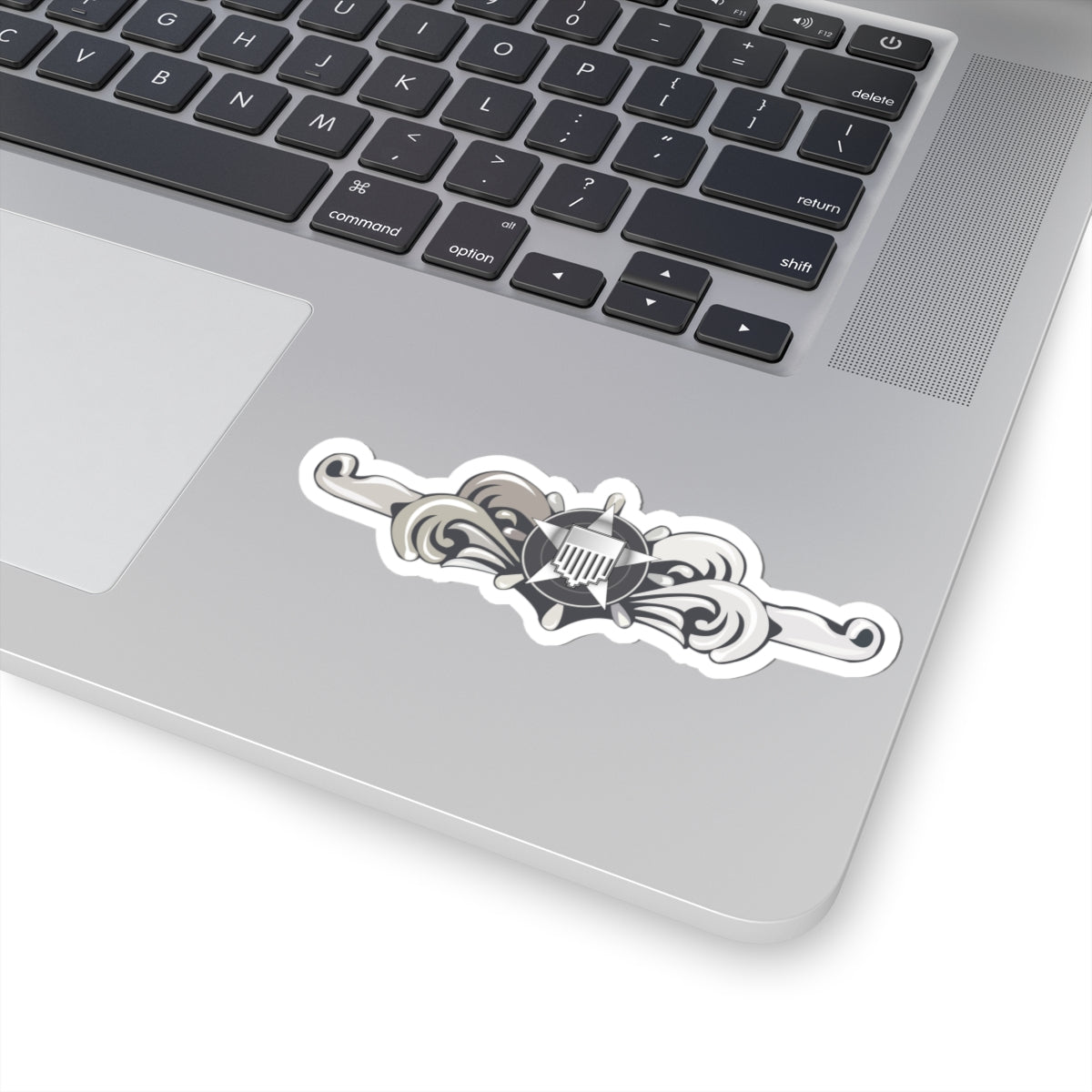 Kiss-Cut Stickers - USCG - Cutterman Badge - Enlisted - Silver wo Txt