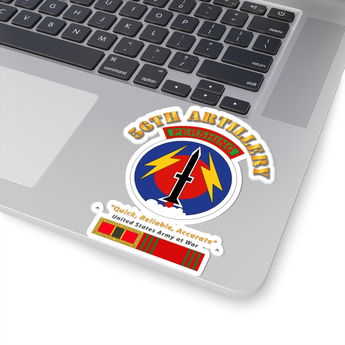 Kiss-Cut Stickers - 56th Artillery - Pershing w Svc Medals