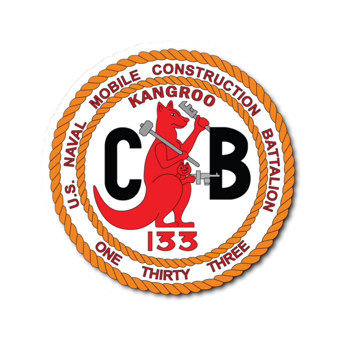 Kiss-Cut Stickers - SSI - 133rd Naval Mobile Construction Battalion X 300
